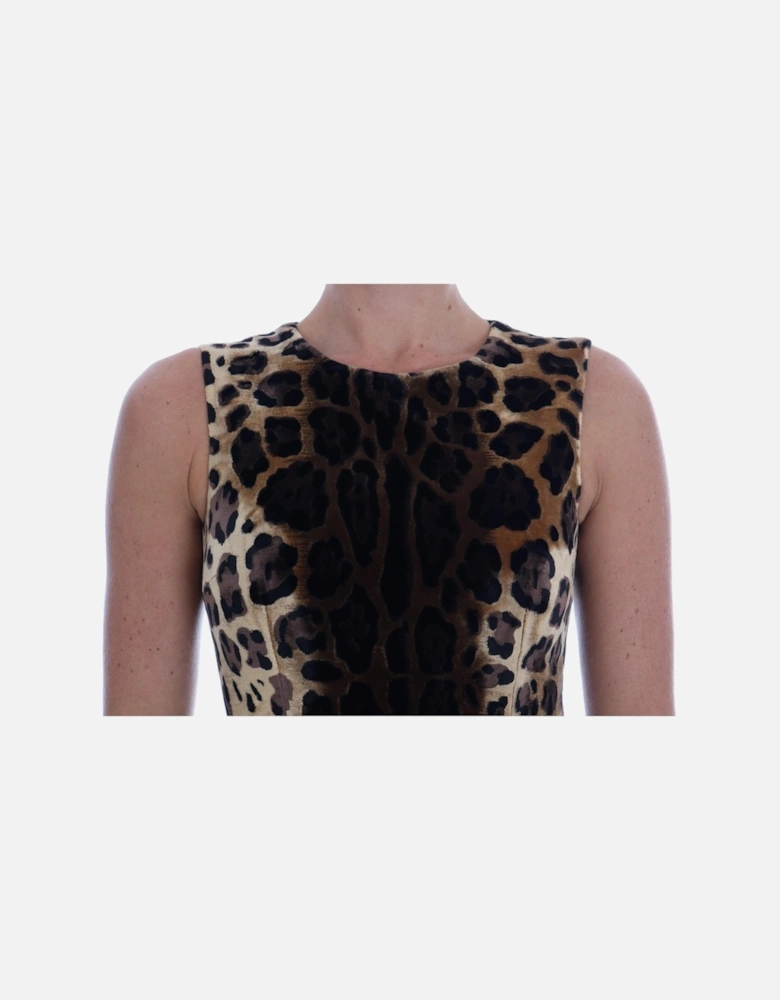 Velvet Mini Dress Leopard Print Women - Brown Dresses