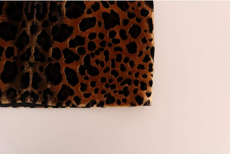 Velvet Mini Dress Leopard Print Women - Brown Dresses