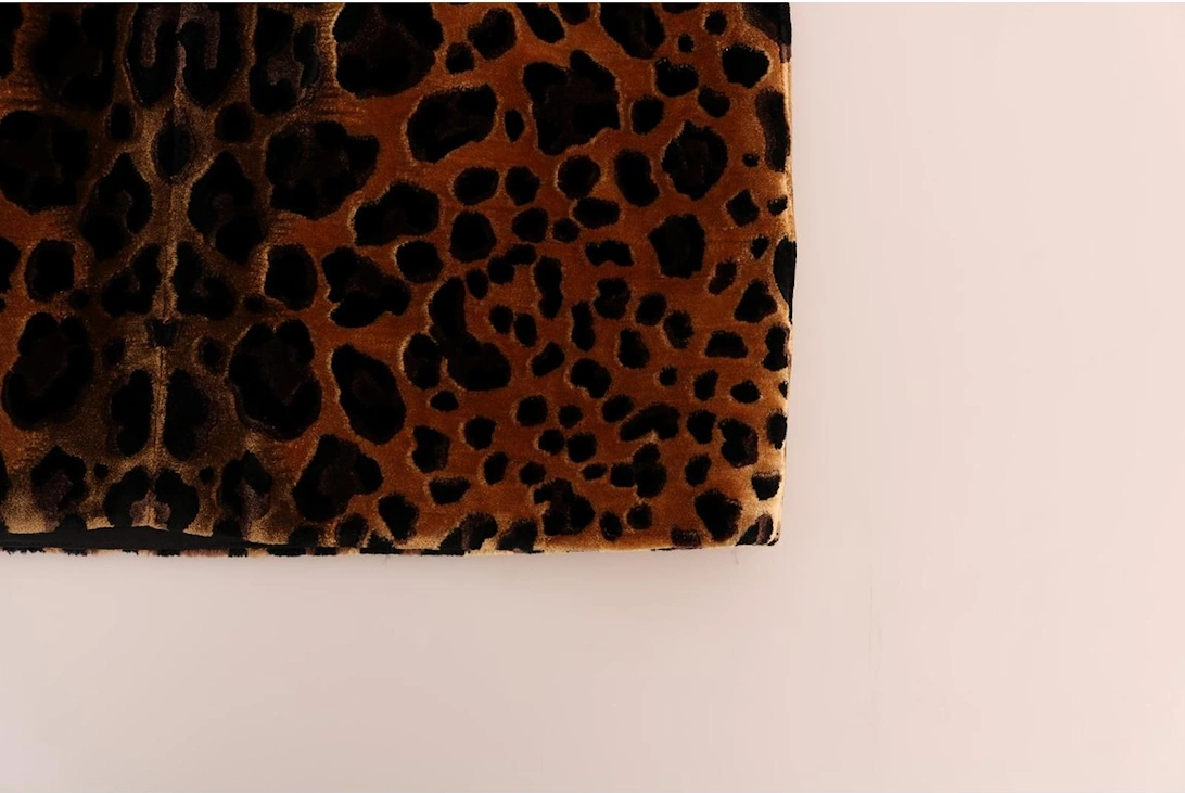 Velvet Mini Dress Leopard Print Women - Brown Dresses