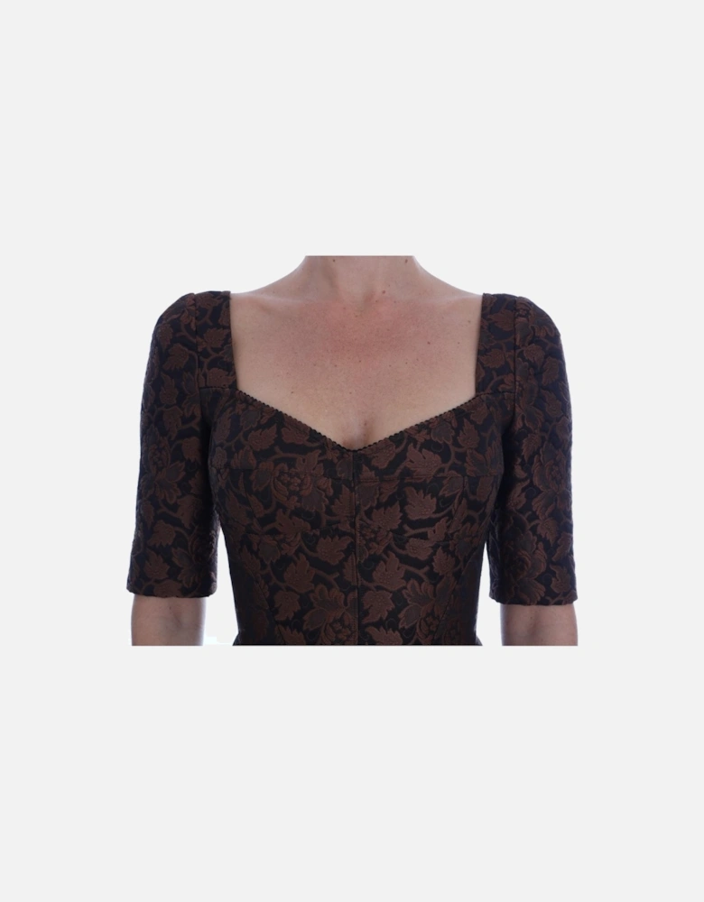 Floral Brocade Mini Dress F625T Women - Brown Dresses