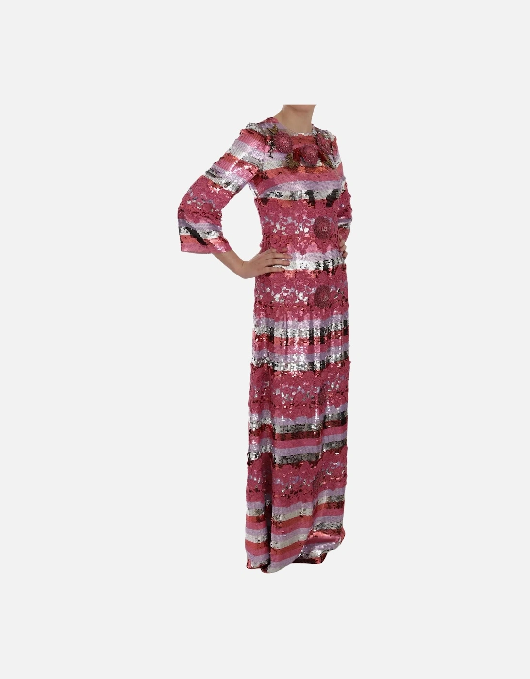 Preloved Sequined Maxi Dress with Lace Women - Pink Dresses