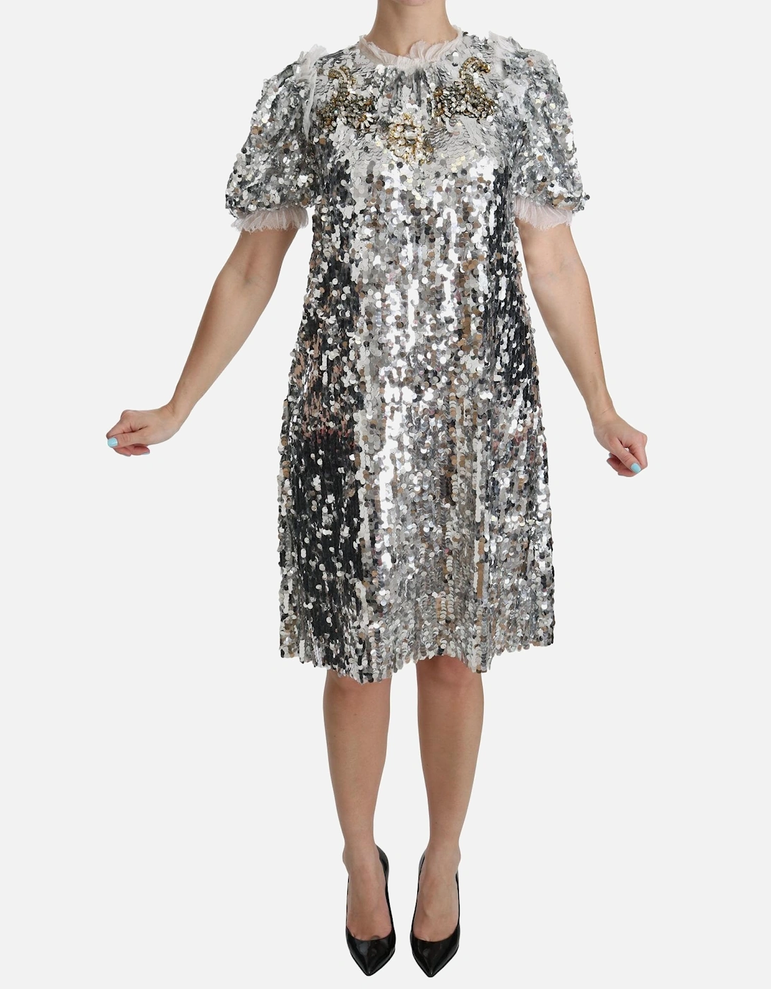 Crystal-Embellished Polyester Dress Women - Silver Dresses, 6 of 5