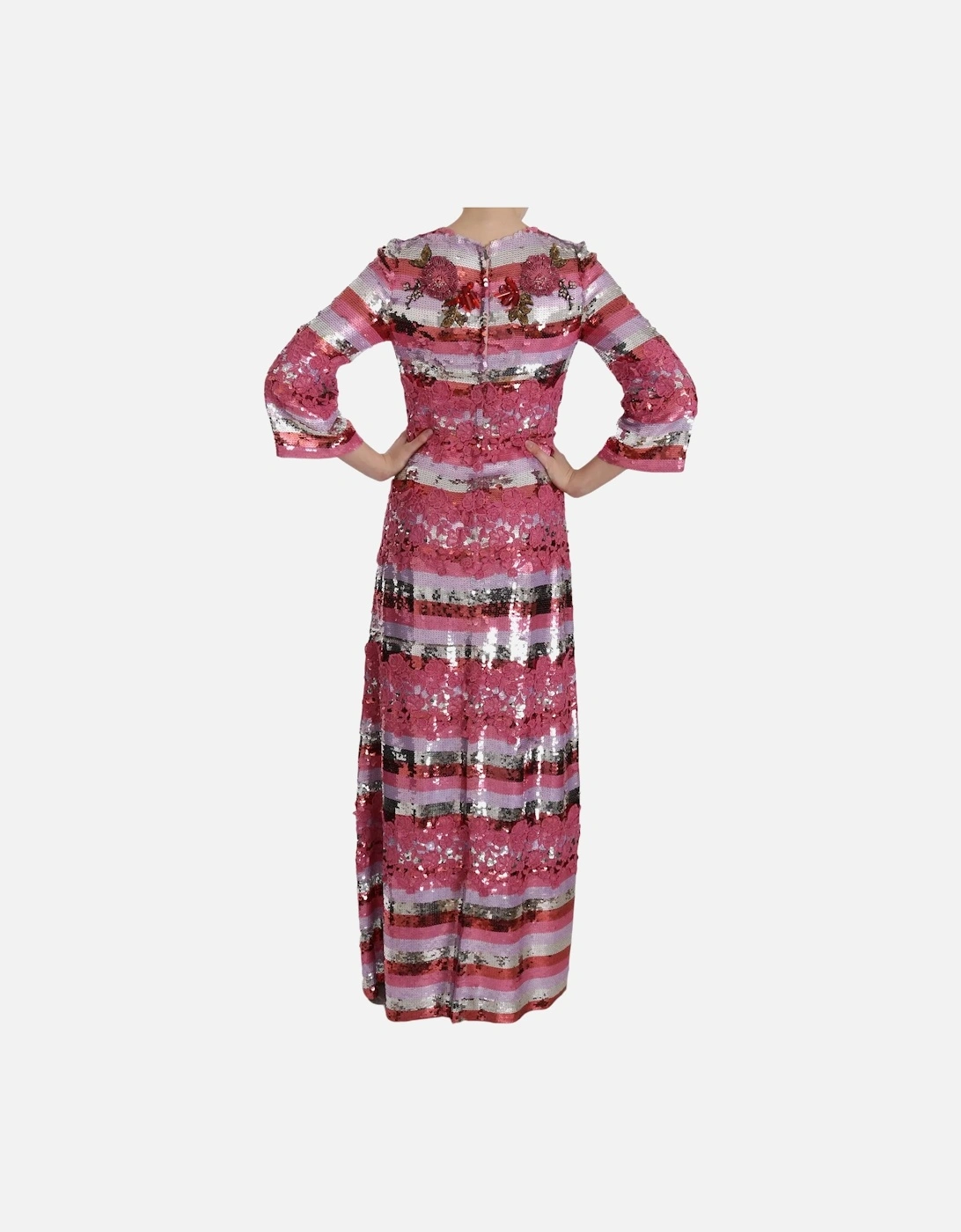 Preloved Sequined Maxi Dress with Lace Women - Pink Dresses