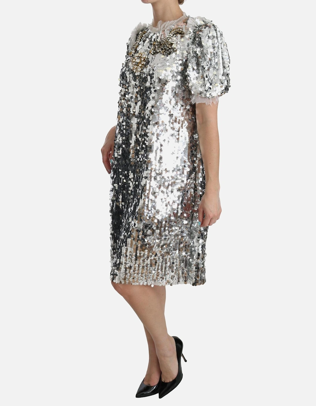 Crystal-Embellished Polyester Dress Women - Silver Dresses