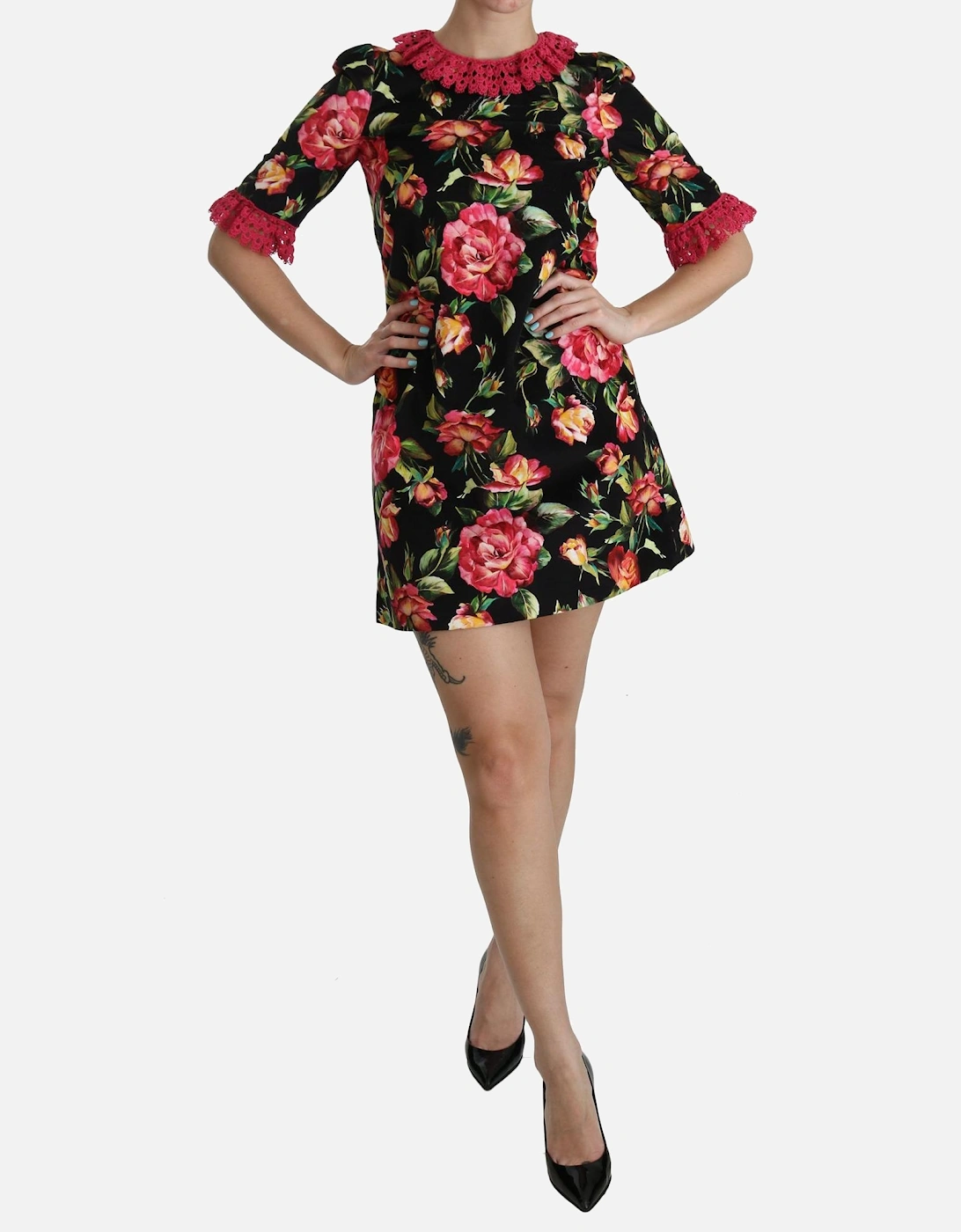 FloralPrint Mini Dress DR2085 Women - Black Dresses, 6 of 5