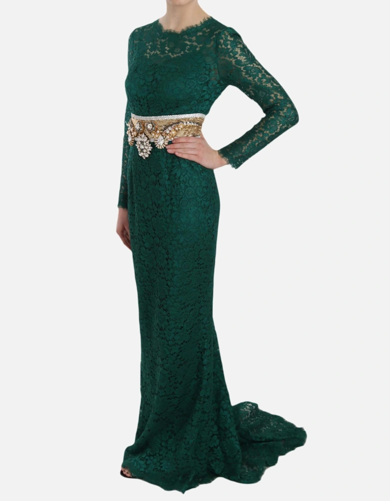Dolce Gabbana Lace Dress Long Sleeve Elegant Women - Green Dresses