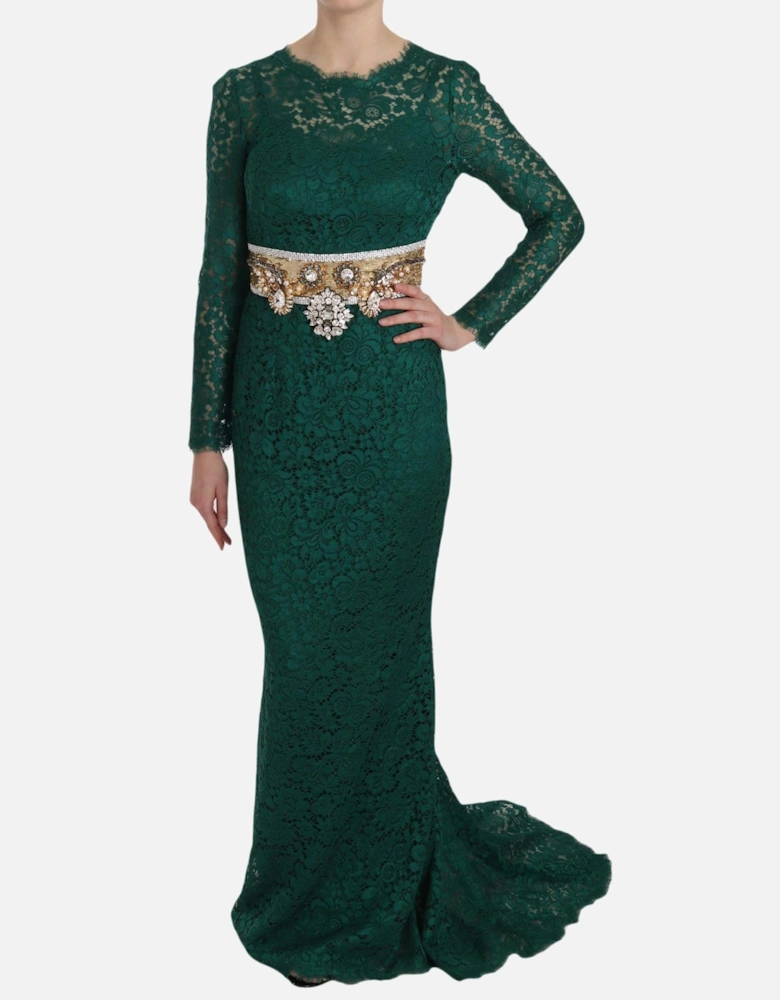 Dolce Gabbana Lace Dress Long Sleeve Elegant Women - Green Dresses