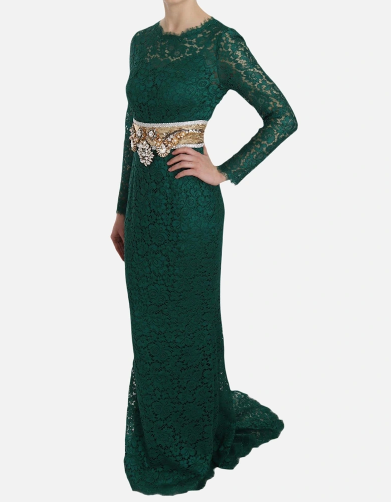 Dolce Gabbana Lace Dress Long Sleeve Elegant Women - Green Dresses