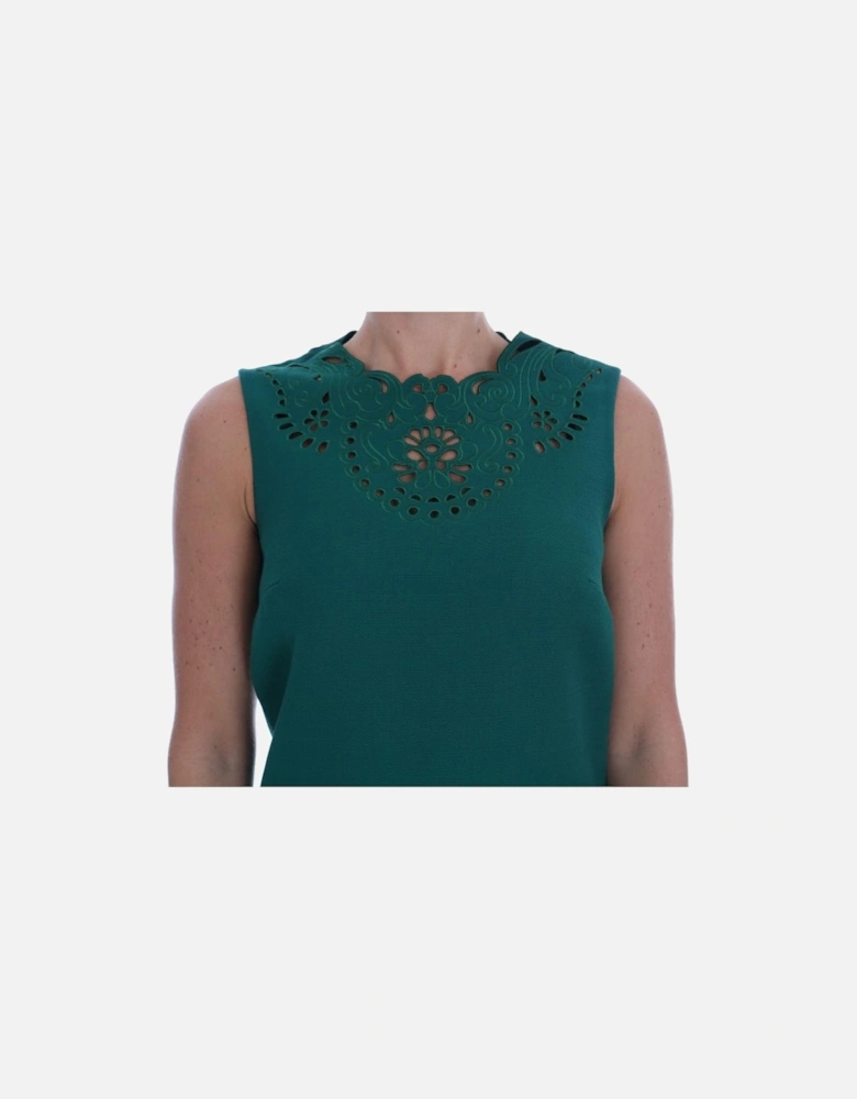 ALine Mini Dress LaserCut Detail Women - Green Dresses