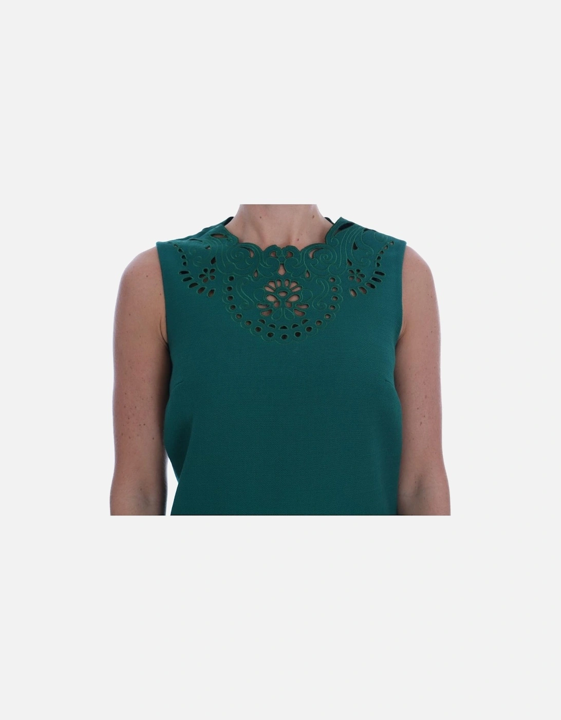 ALine Mini Dress LaserCut Detail Women - Green Dresses