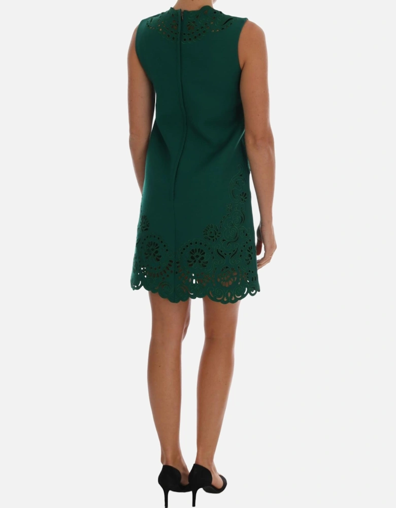 ALine Mini Dress LaserCut Detail Women - Green Dresses