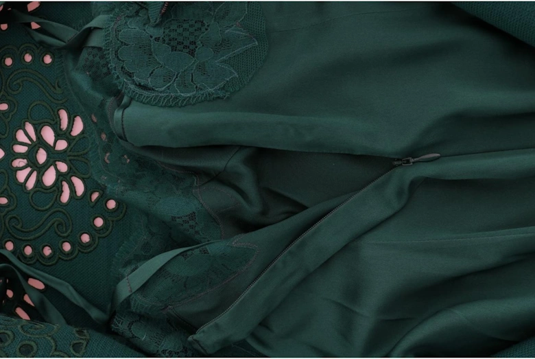 ALine Mini Dress LaserCut Detail Women - Green Dresses
