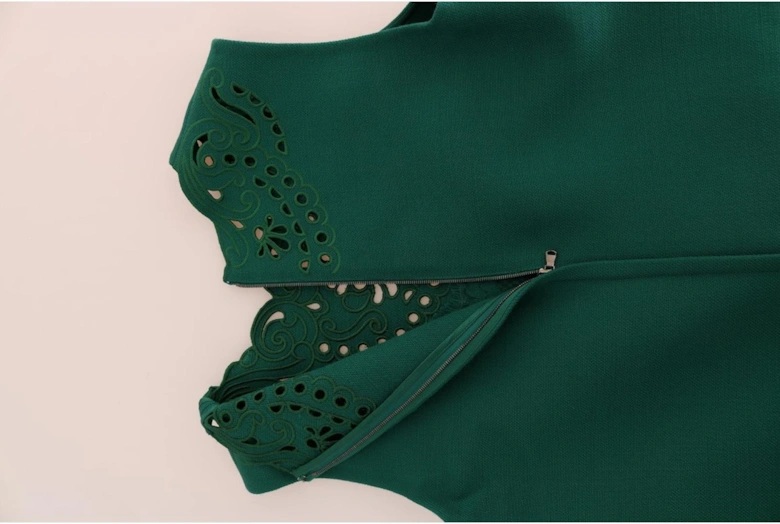 ALine Mini Dress LaserCut Detail Women - Green Dresses