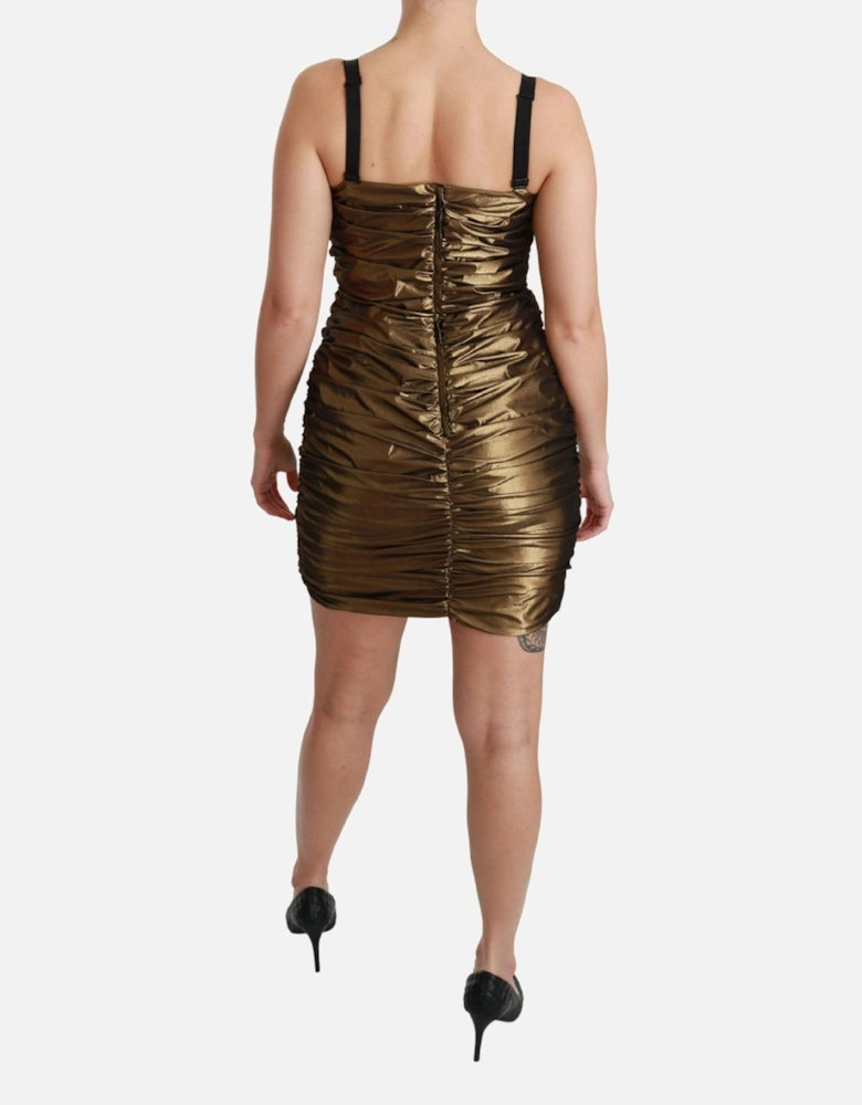 Dolce Gabbana Mini Dress Ruched Gold Women - Bronze Dresses