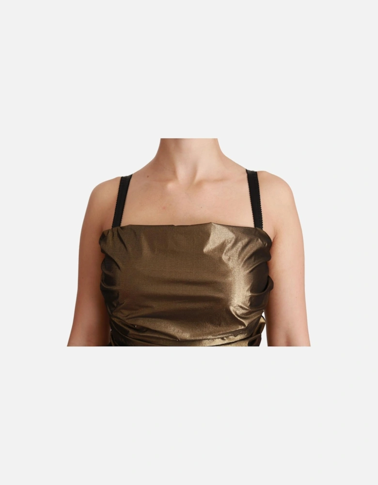 Dolce Gabbana Mini Dress Ruched Gold Women - Bronze Dresses