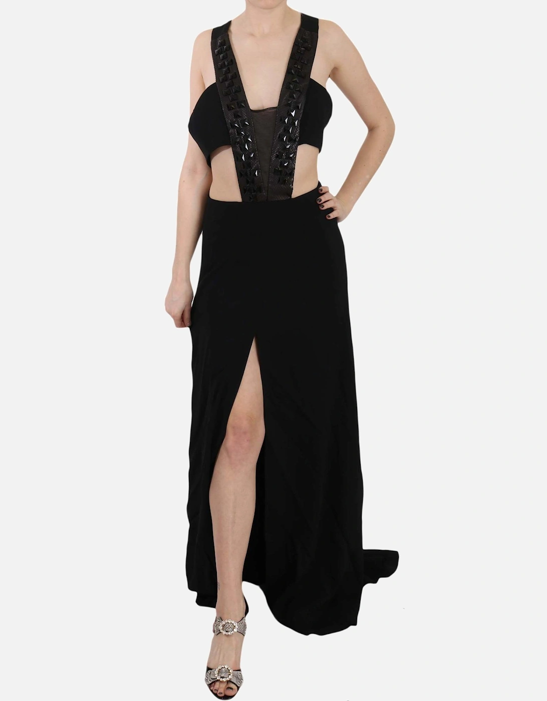 Cutout Maxi Dress Studded VNeck Women - Black Dresses, 6 of 5