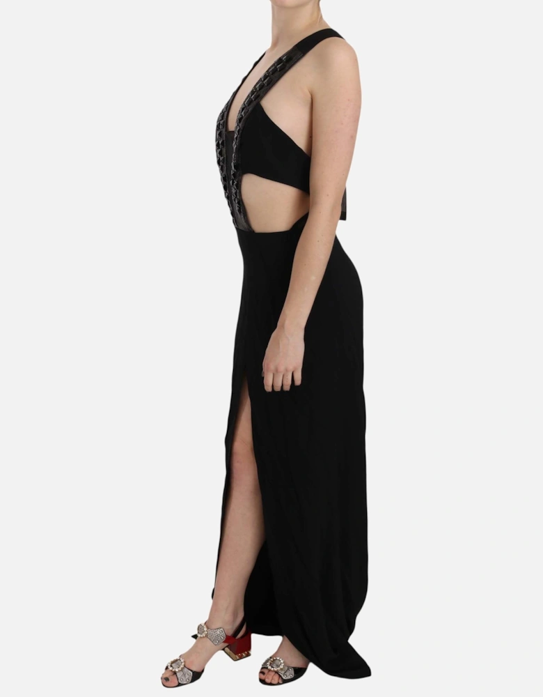 Cutout Maxi Dress Studded VNeck Women - Black Dresses