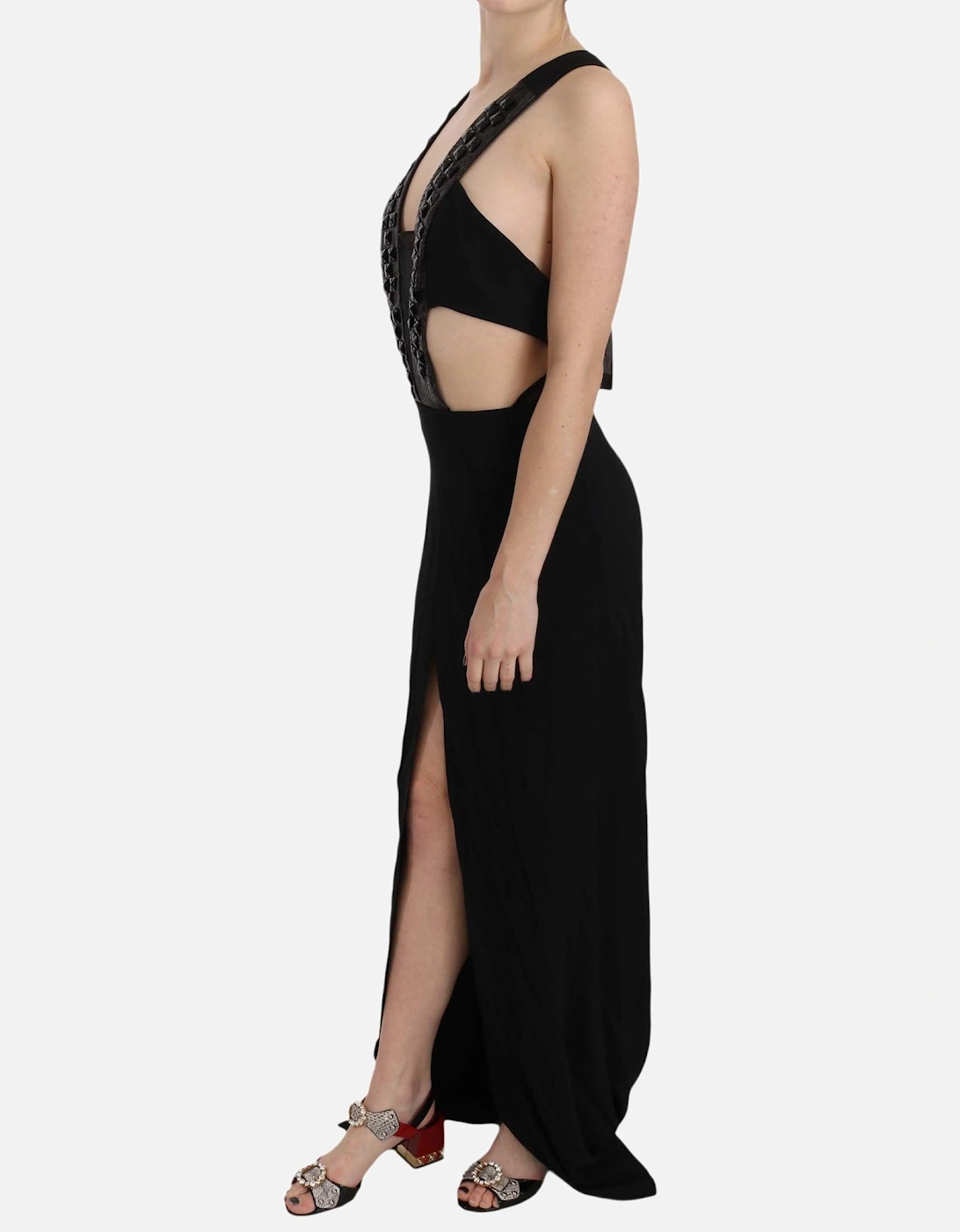 Cutout Maxi Dress Studded VNeck Women - Black Dresses