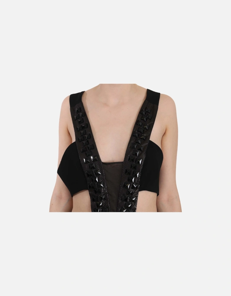 Cutout Maxi Dress Studded VNeck Women - Black Dresses