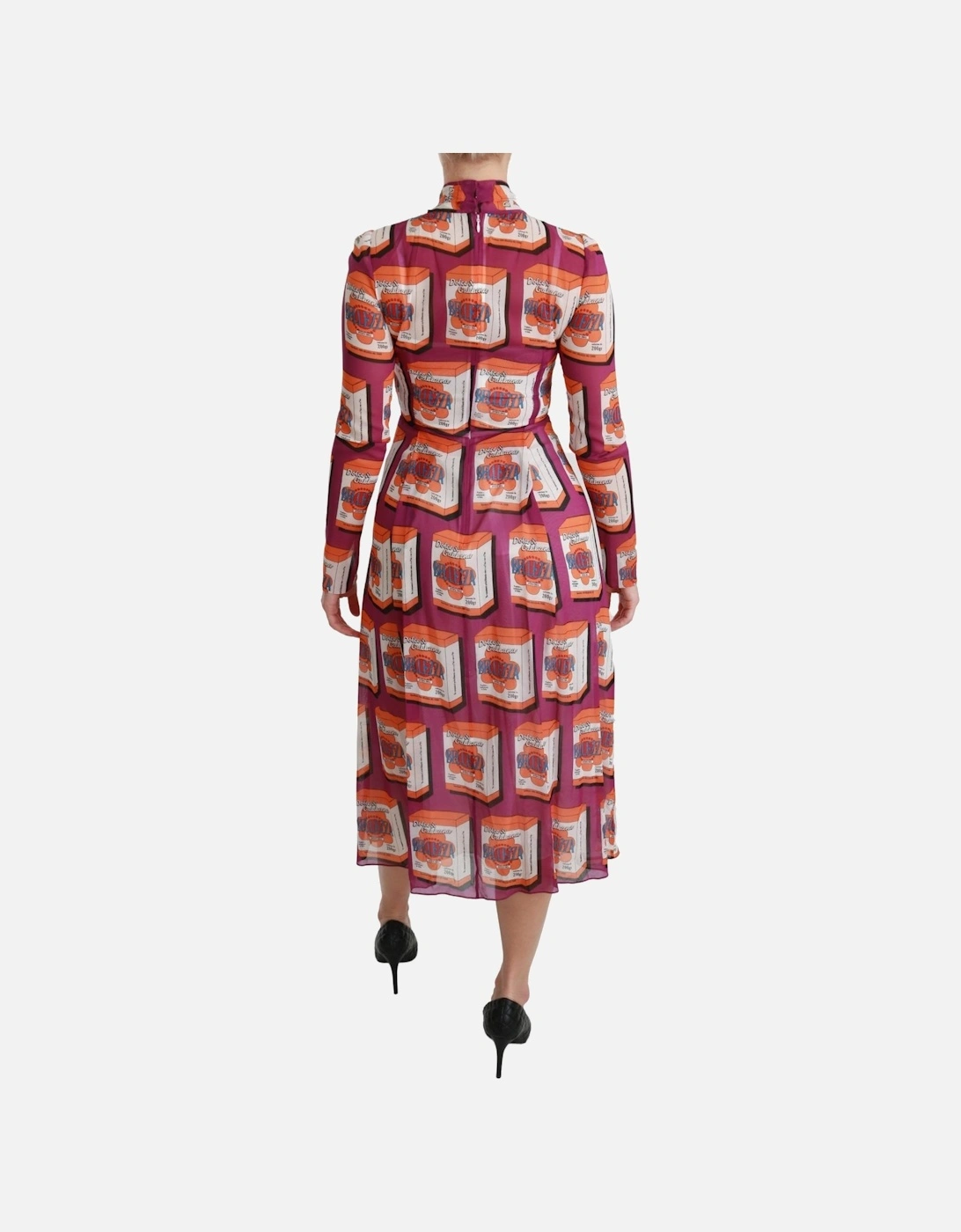 Printed Silk Dress Midi Dress Women - Purple Dresses