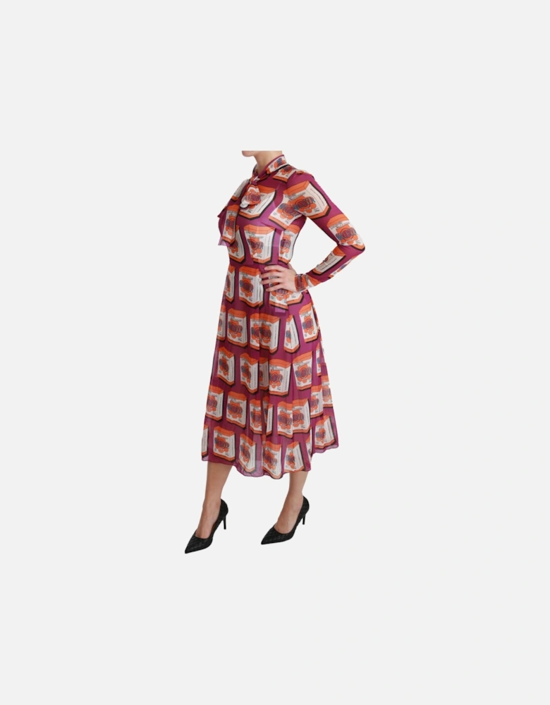 Printed Silk Dress Midi Dress Women - Purple Dresses