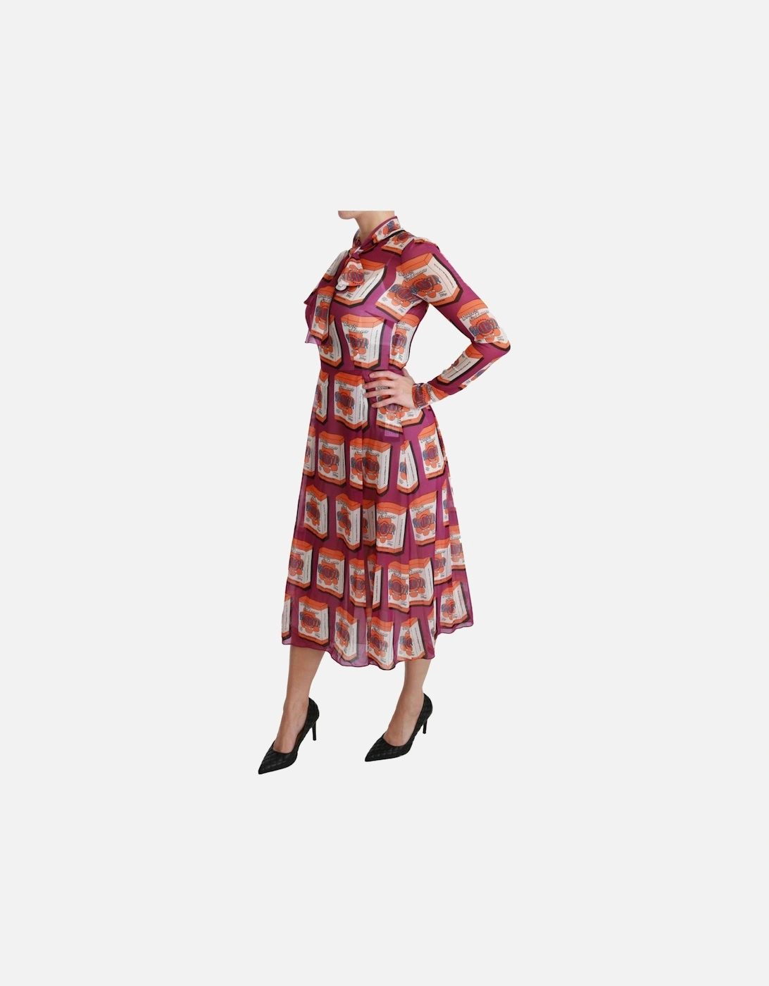 Printed Silk Dress Midi Dress Women - Purple Dresses
