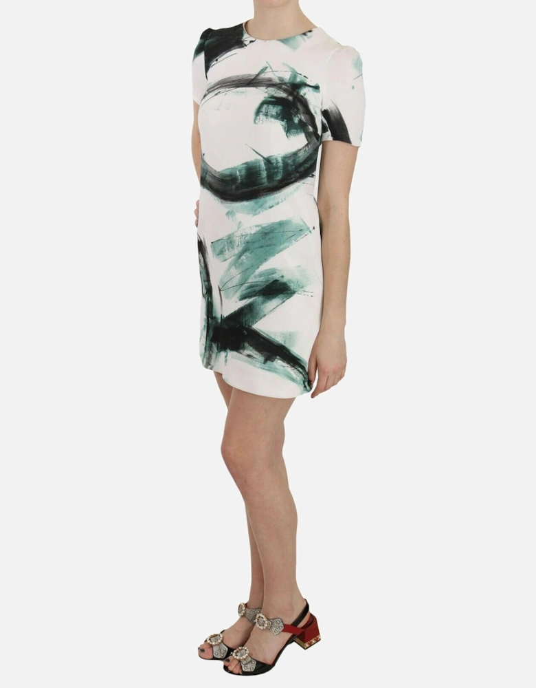 Abstract Print Mini Dress Short Sleeve Dress Women - Black Dresses