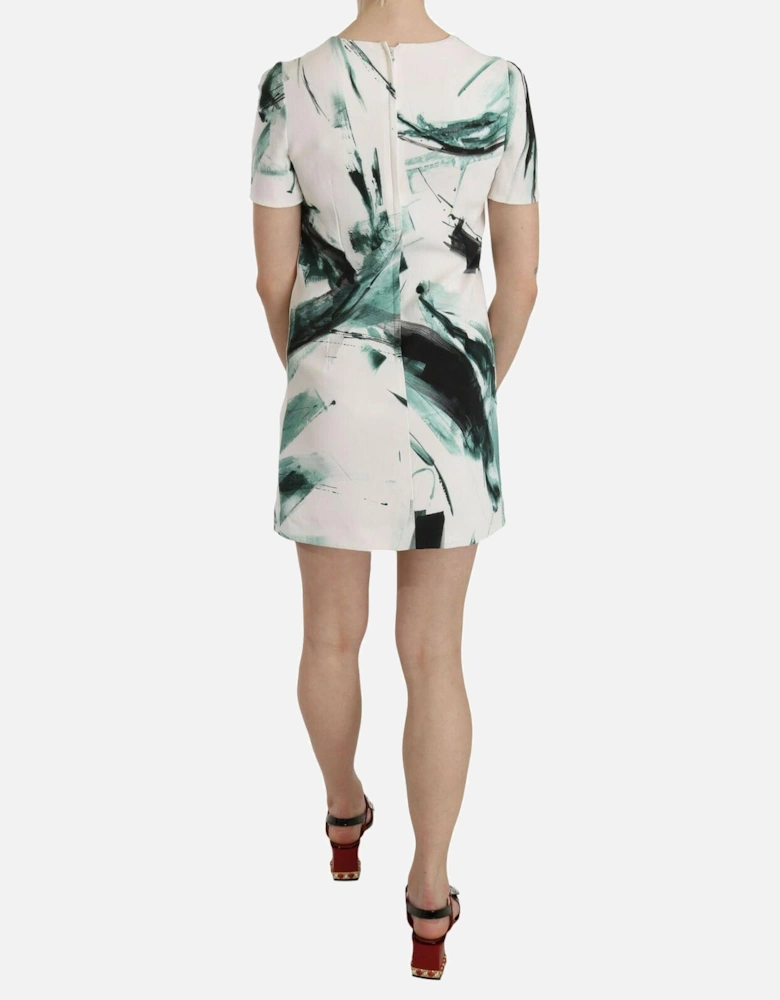 Abstract Print Mini Dress Short Sleeve Dress Women - Black Dresses