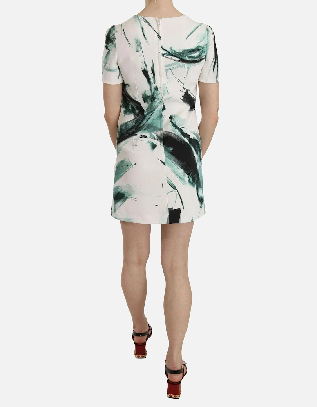 Abstract Print Mini Dress Short Sleeve Dress Women - Black Dresses