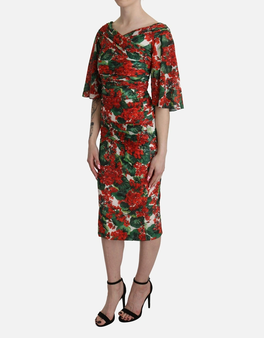 Floral Jersey Dress Geranium Print Midi Dress Women - Multicolor, 6 of 5