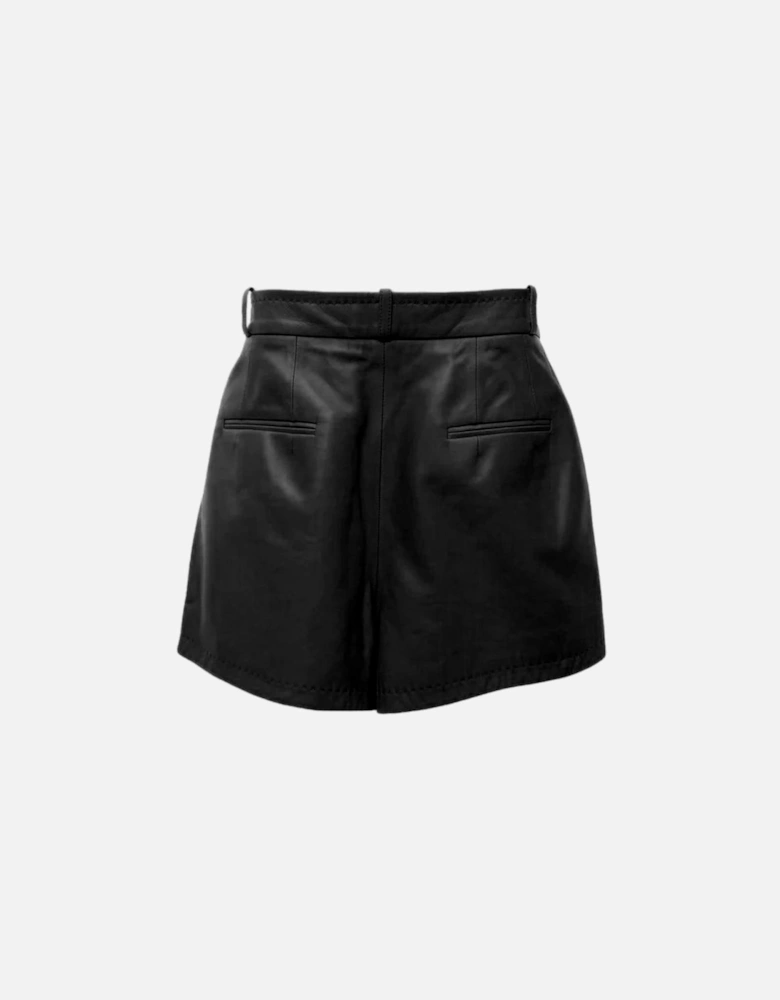 Luxury Lambskin Leather Shorts Women - Black