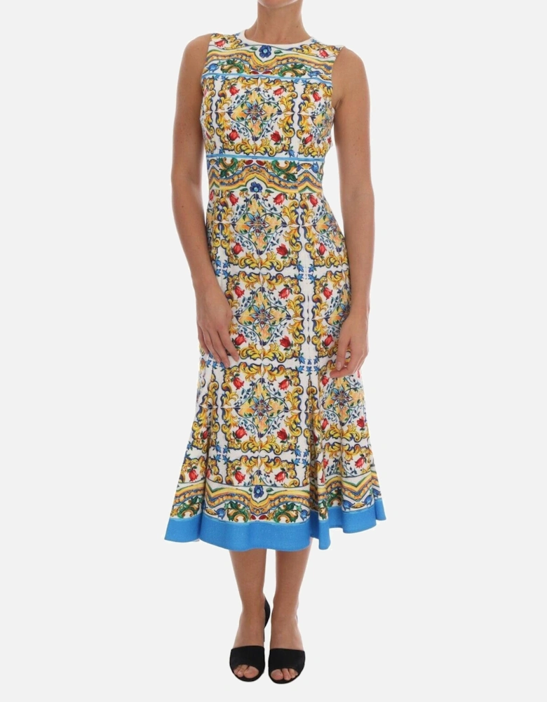 Majolica Print Dress Aline Midi Dress Women - White Dresses