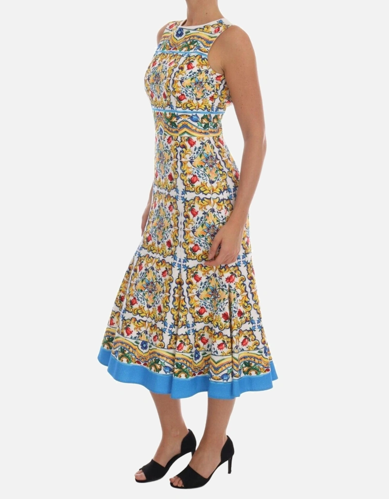 Majolica Print Dress Aline Midi Dress Women - White Dresses