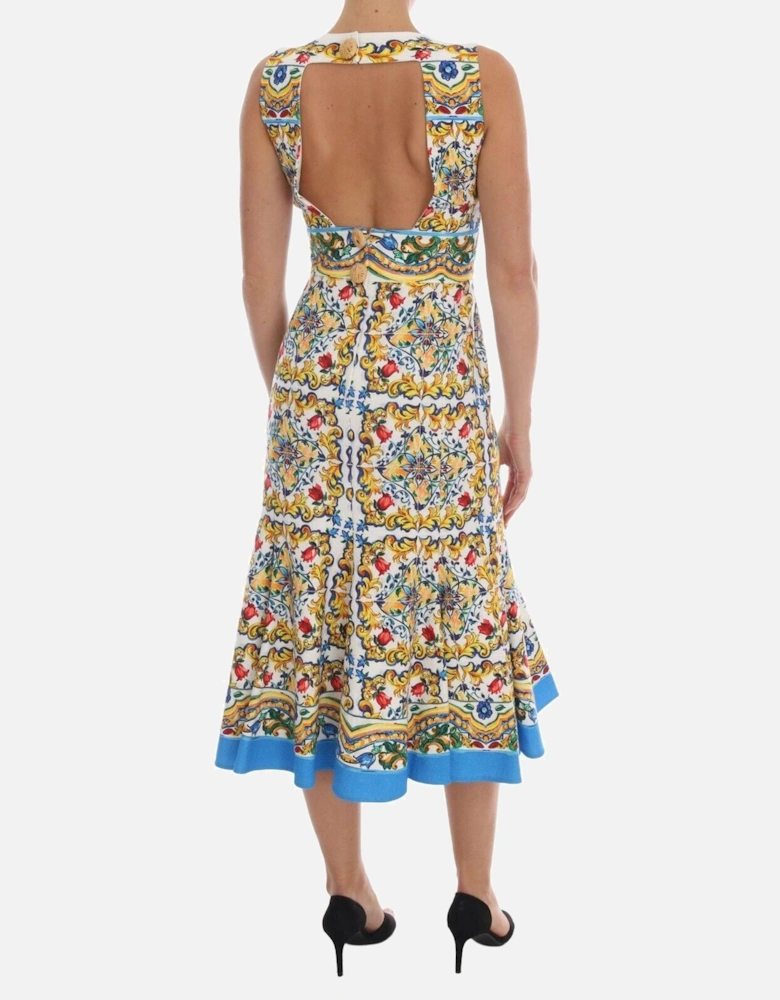 Majolica Print Dress Aline Midi Dress Women - White Dresses