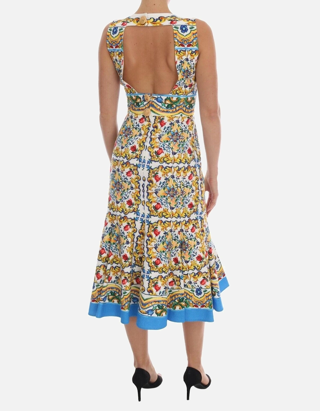 Majolica Print Dress Aline Midi Dress Women - White Dresses