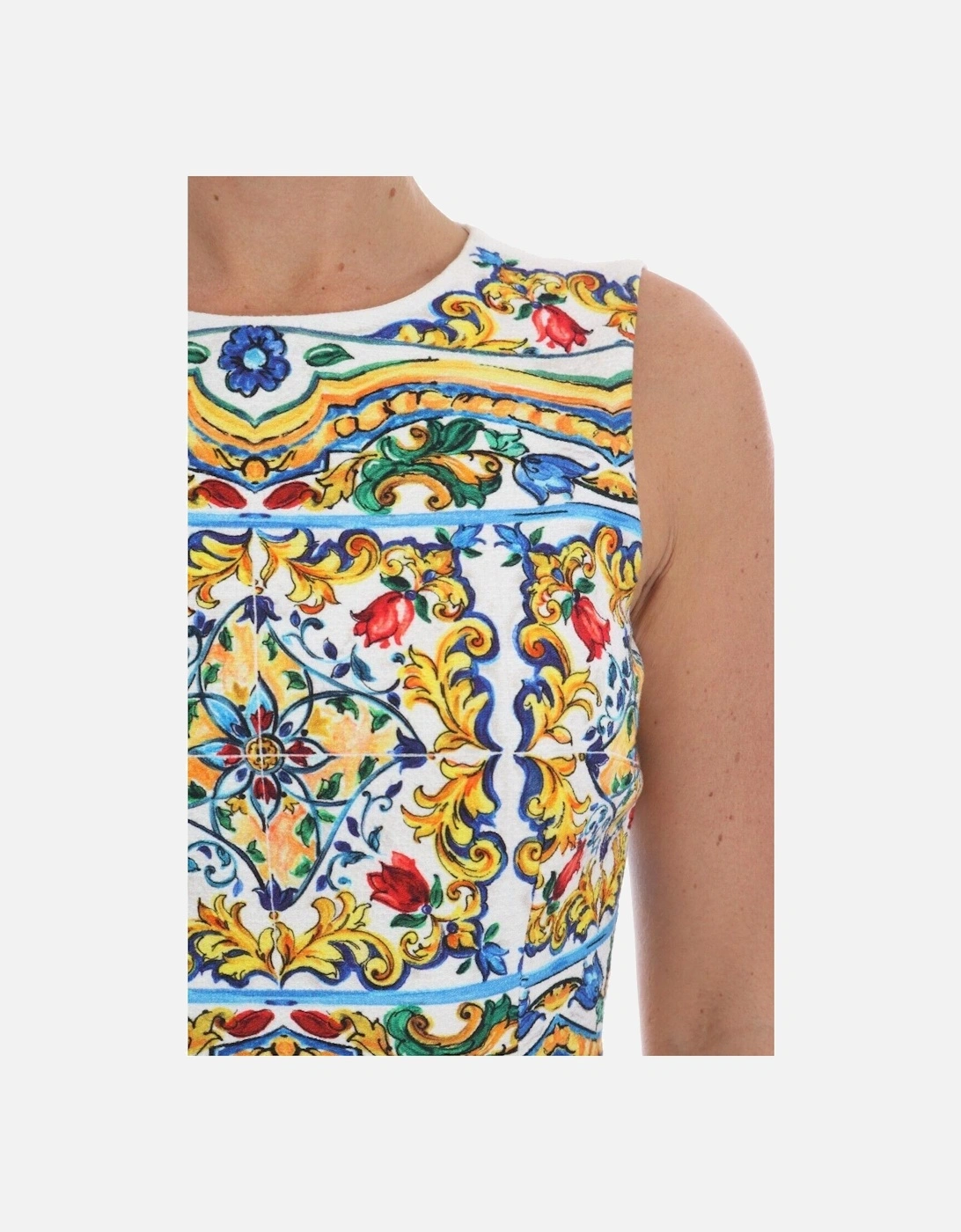 Majolica Print Dress Aline Midi Dress Women - White Dresses