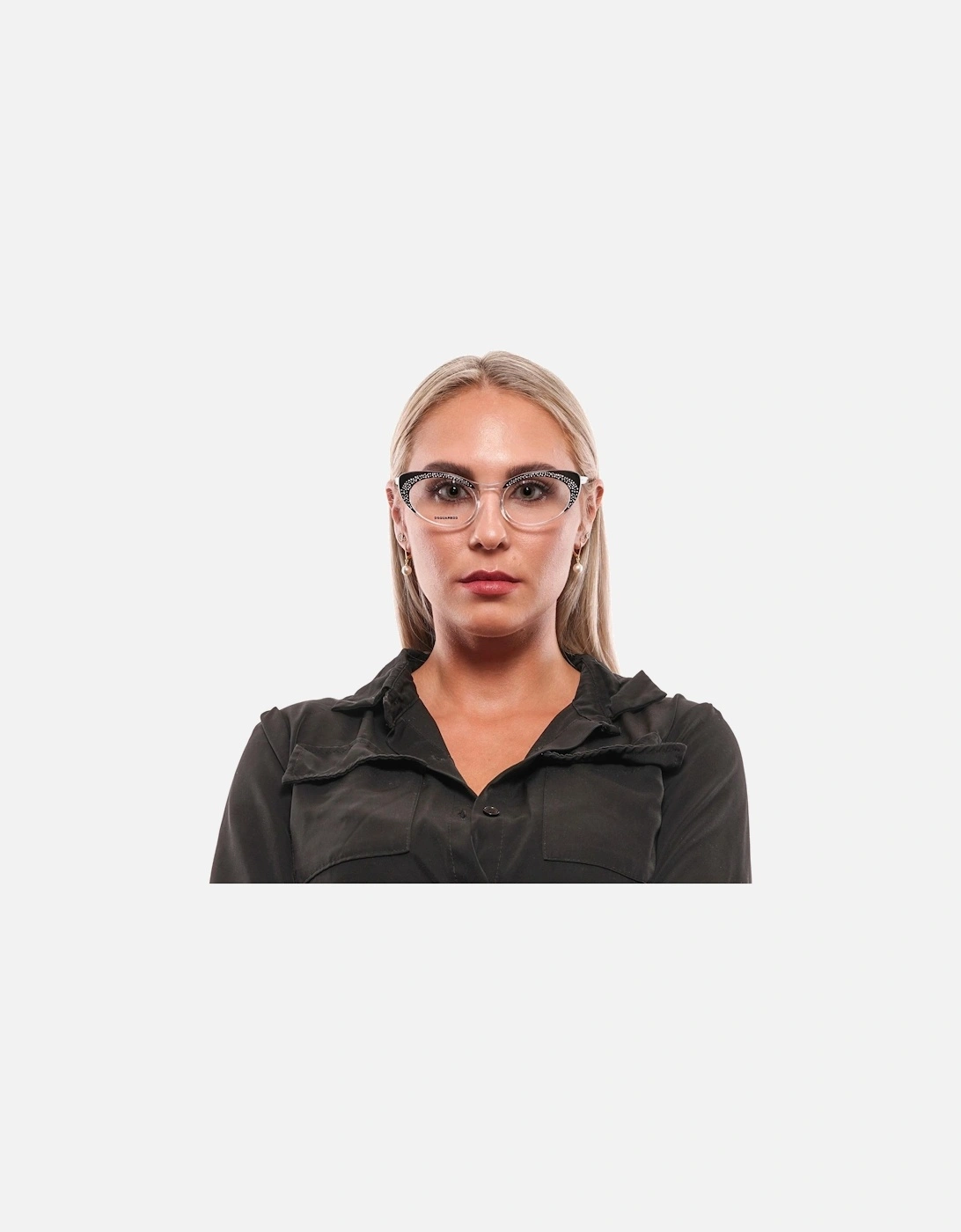Cateye Glasses Rhinestone Detail Women - Black Frames