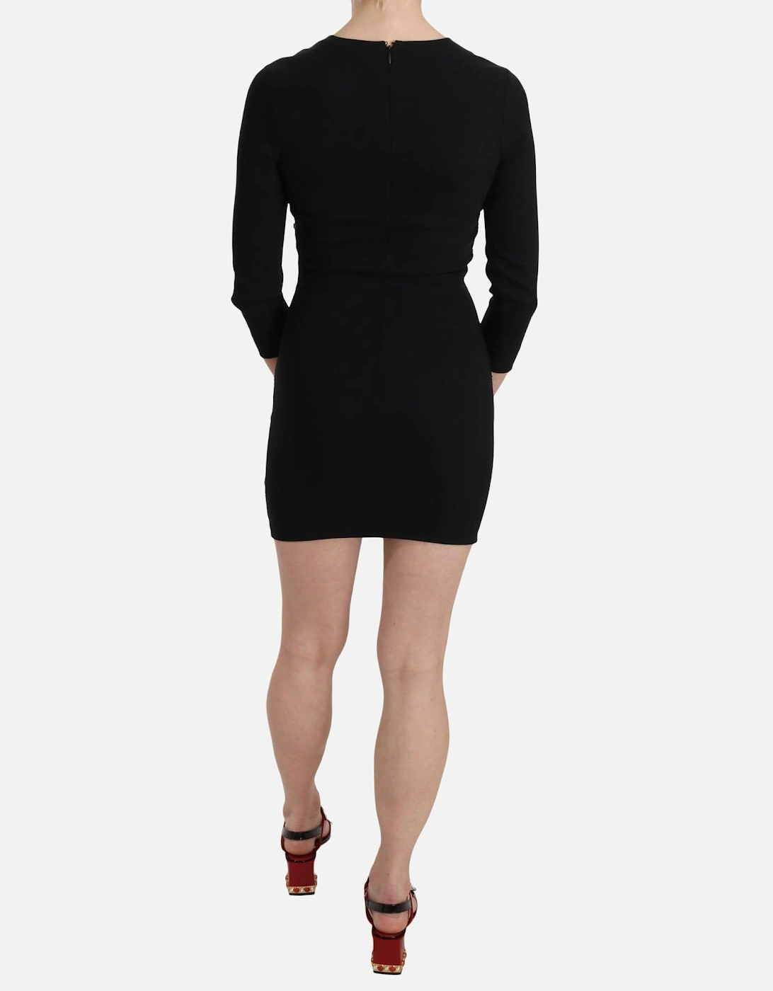 Embellished Mini Dress 34 Sleeves Women - Black Dresses
