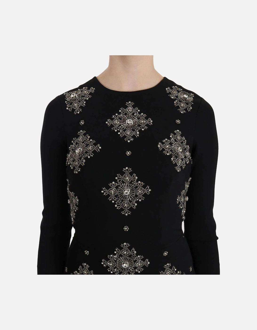Embellished Mini Dress 34 Sleeves Women - Black Dresses