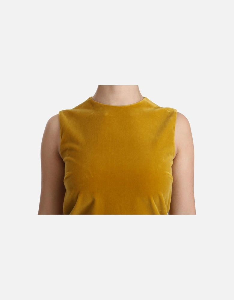 Velvet Mini Dress Sleeveless Shift Dress Women - Yellow Dresses