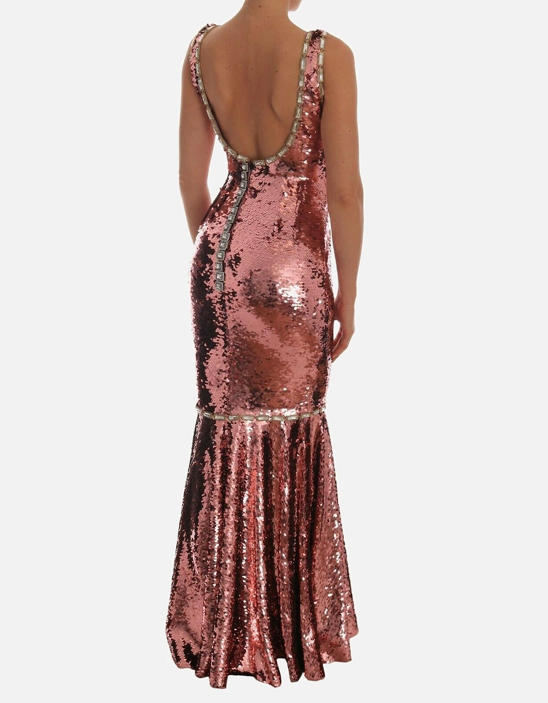 Sequined Crystal Embellished Long Sheath Dress Women - Pink Dresses