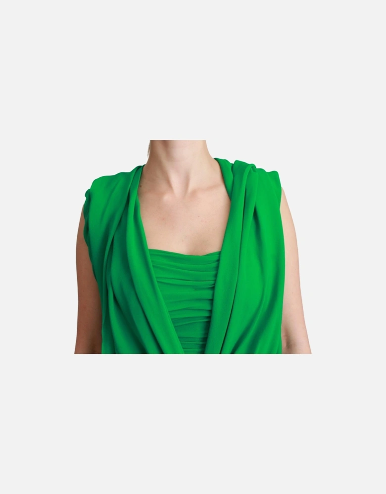 Dolce Gabbana Pleated Midi Dress Sleeveless VNeck Women - Green