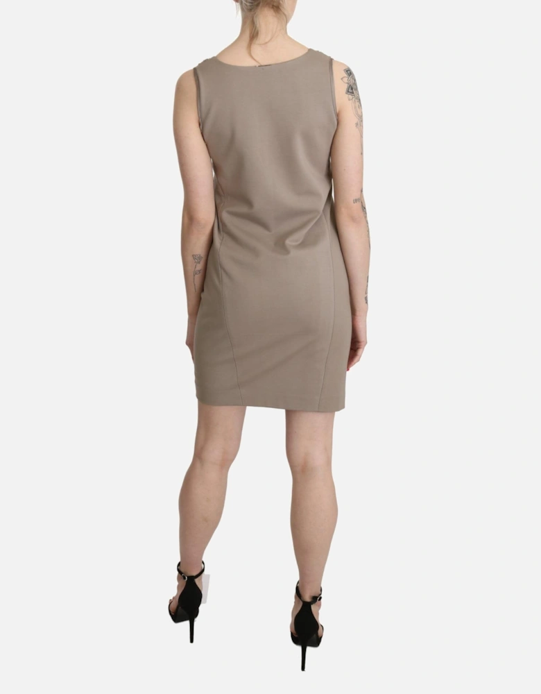 V-neck Sleeveless Sequined Sheath Mini Dress Women - Brown Dresses
