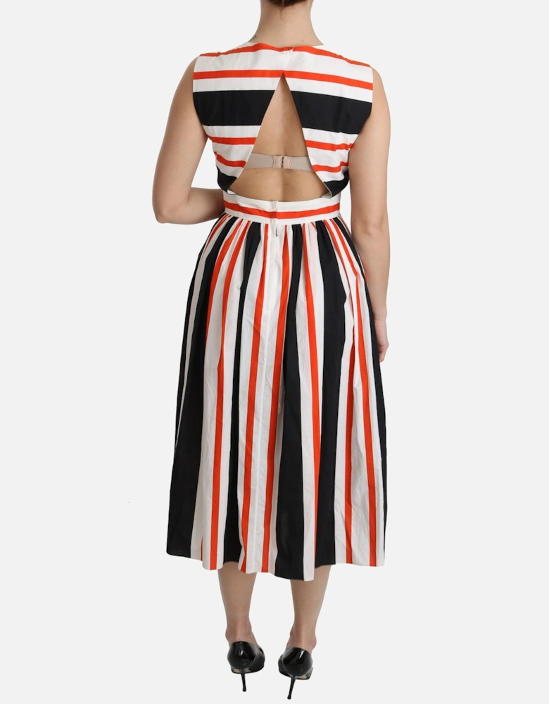 A-Line Pleated Midi Dress in Stripes Women - Multicolor Dresses