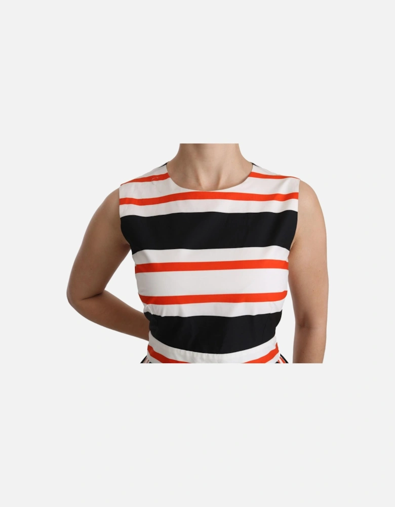 A-Line Pleated Midi Dress in Stripes Women - Multicolor Dresses