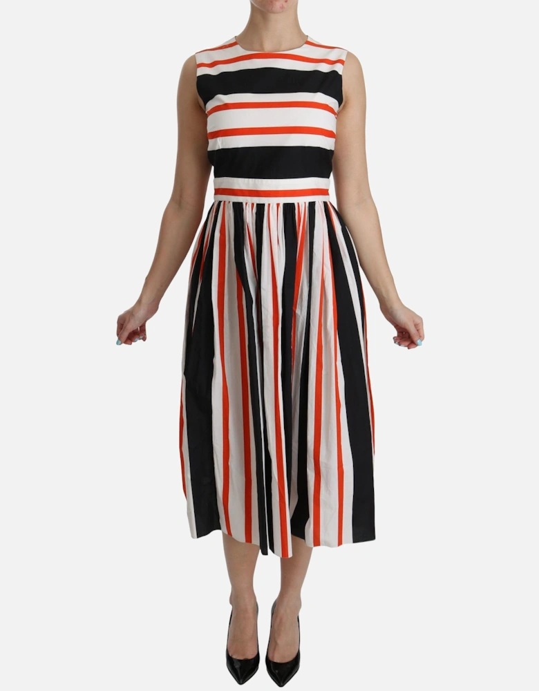 A-Line Pleated Midi Dress in Stripes Women - Multicolor Dresses