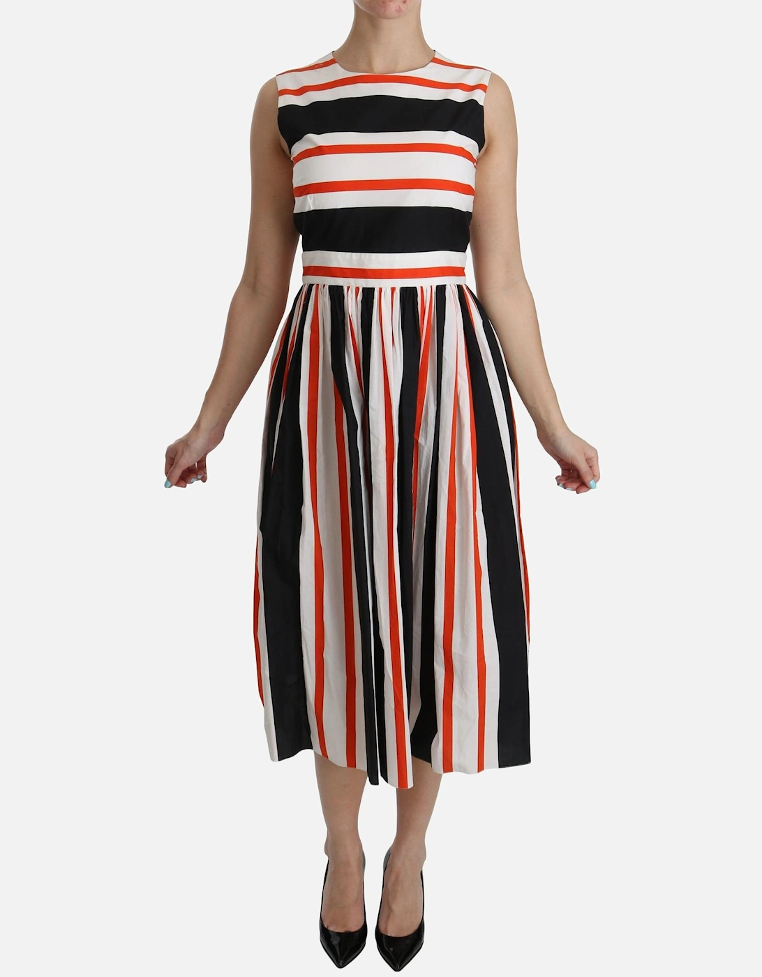 A-Line Pleated Midi Dress in Stripes Women - Multicolor Dresses, 7 of 6