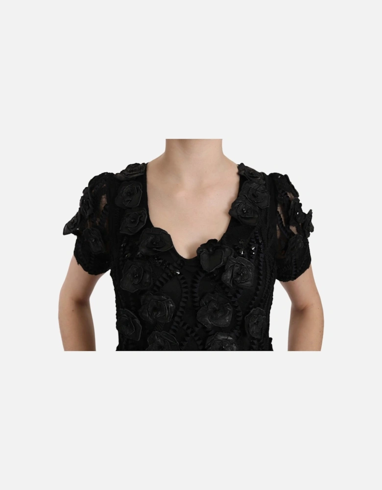 Black Floral Appliqu Dress Women Dresses