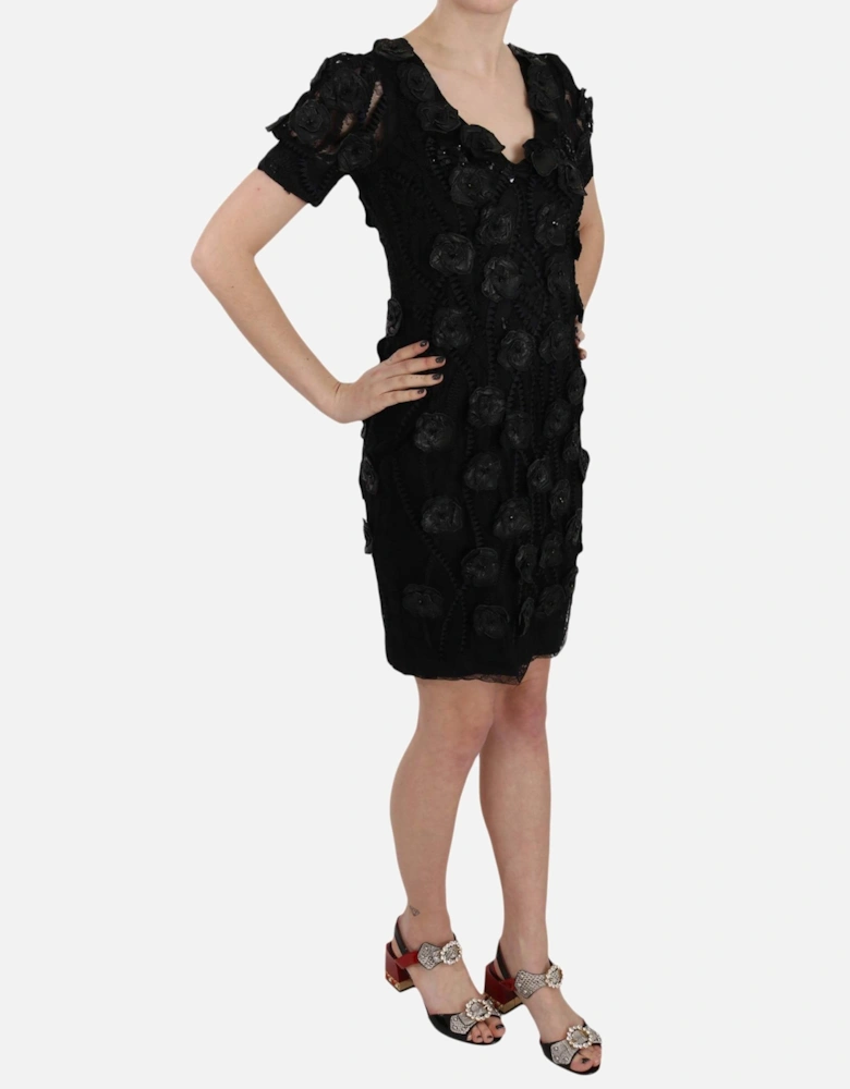 Black Floral Appliqu Dress Women Dresses
