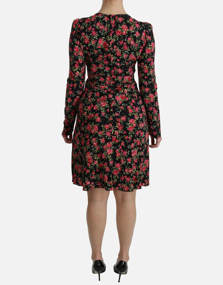 Dolce Gabbana FloralPrint Silk Dress Midi Women - Black Dresses